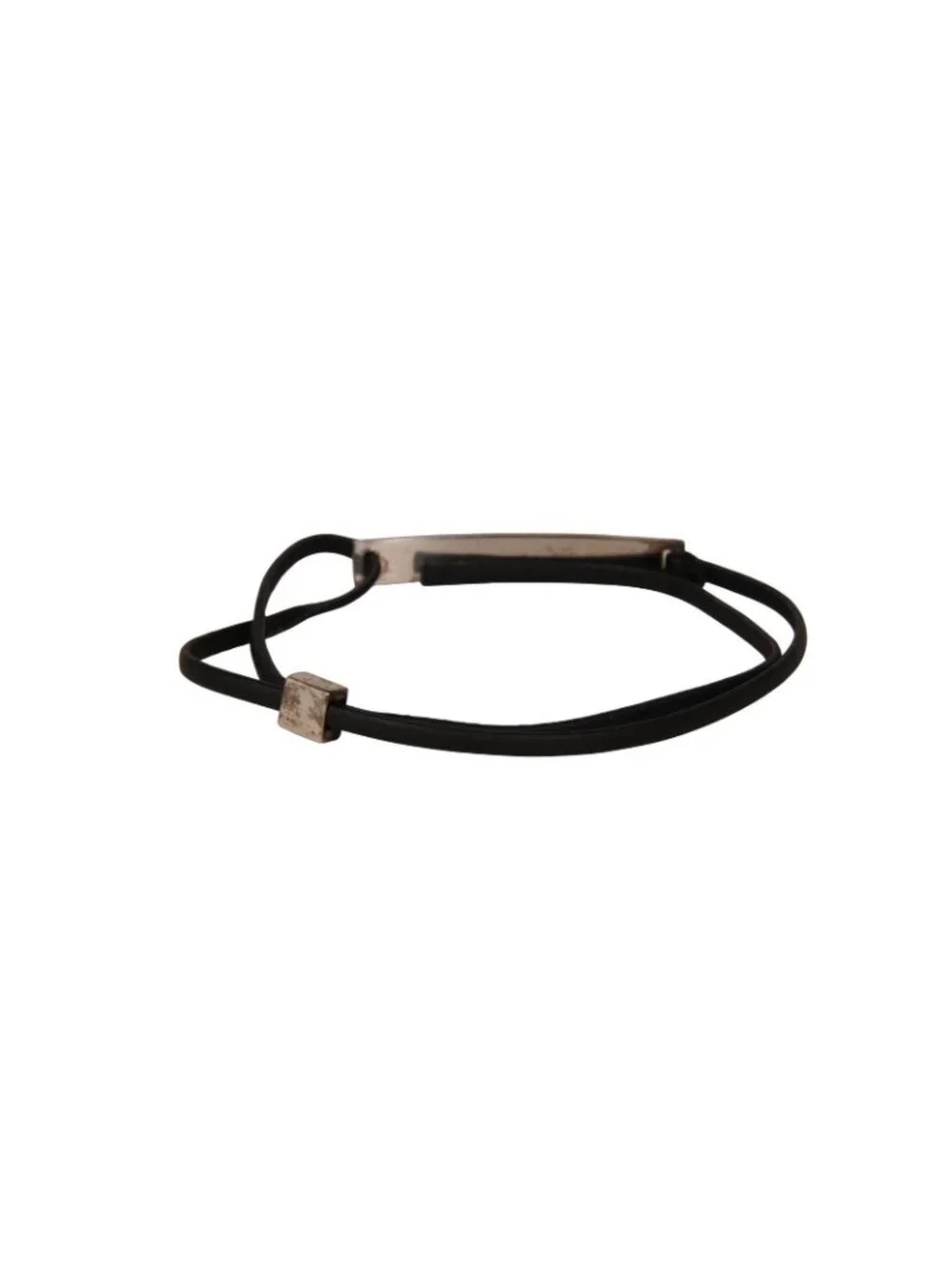 Gucci Black Leather .925 Silver Bracelet Black Leather Adjustable wristlet